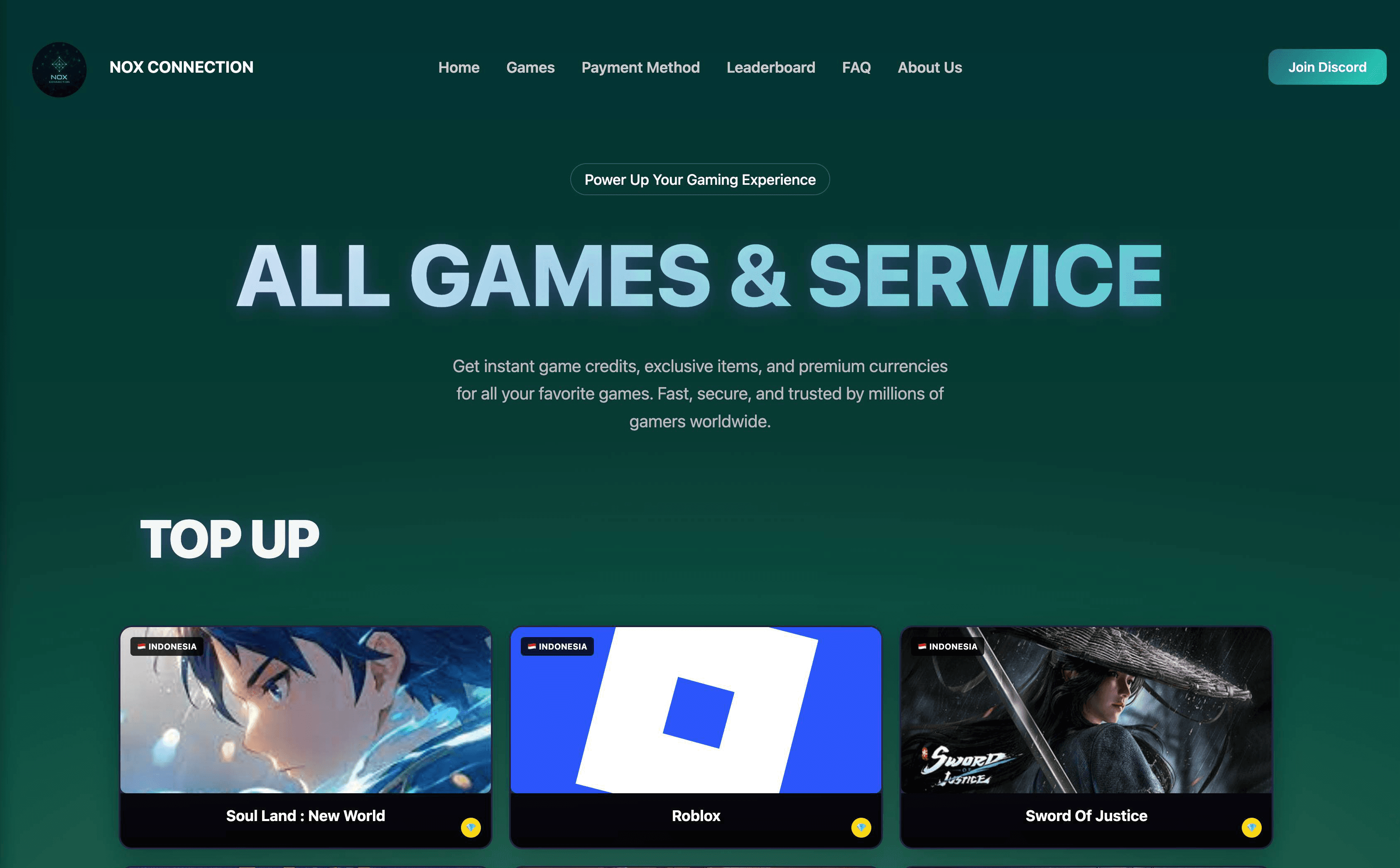 Nox Topup Game Service